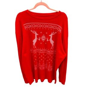 Cheers Reindeer Ugly Christmas Sweater Style Thermal Shirt Size 2X